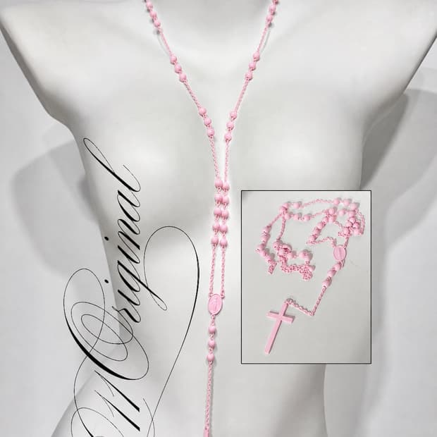Baby Pink Rosary Necklace