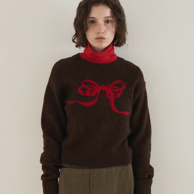 벤시몽 리본 니트 브라운