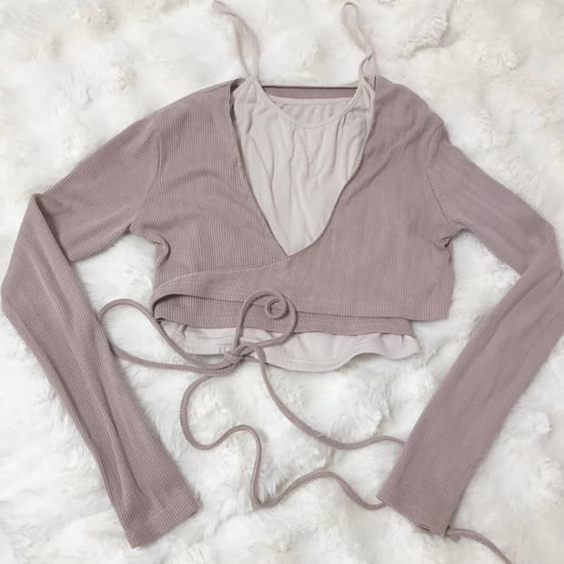 빈티지 가디건 나시 세트 러블리 발레코어 핀터깔