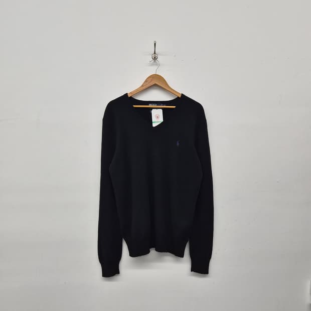 폴로 랄프로렌 블랙 V넥 니트 남성 M