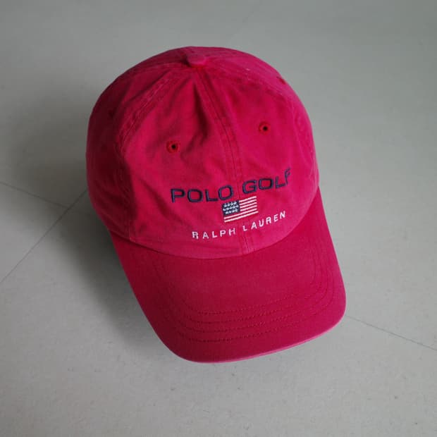 [희귀] 90s 빈티지 폴로골프 성조기 자수 투톤 볼캡 모자