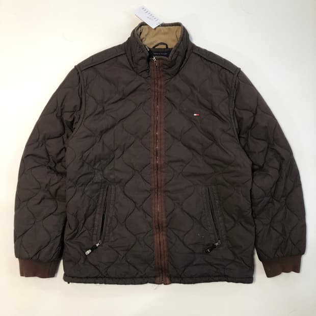 타미힐피거 브라운 퀄티드 패딩 자켓 