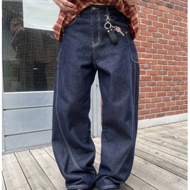 커브드 생지 데님 팬츠 32