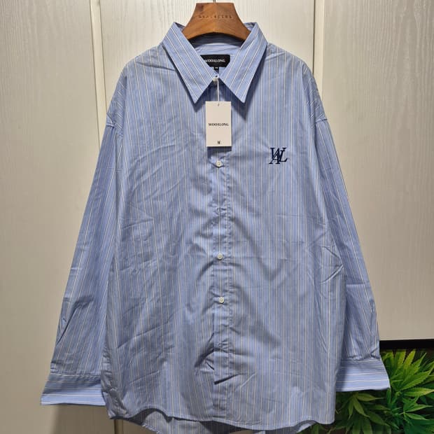 (세일)(새상품)우알롱 스트라이프 셔츠 블루