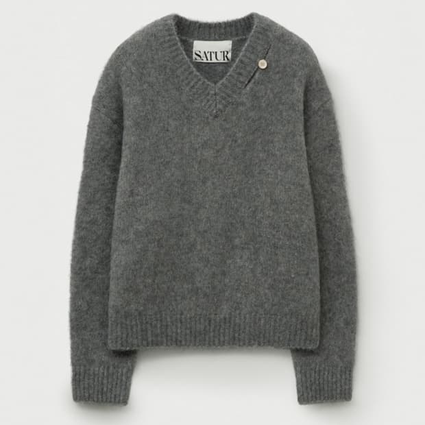 M SATUR 세터 24 에센 투 톤 모헤어 블렌드 니트
