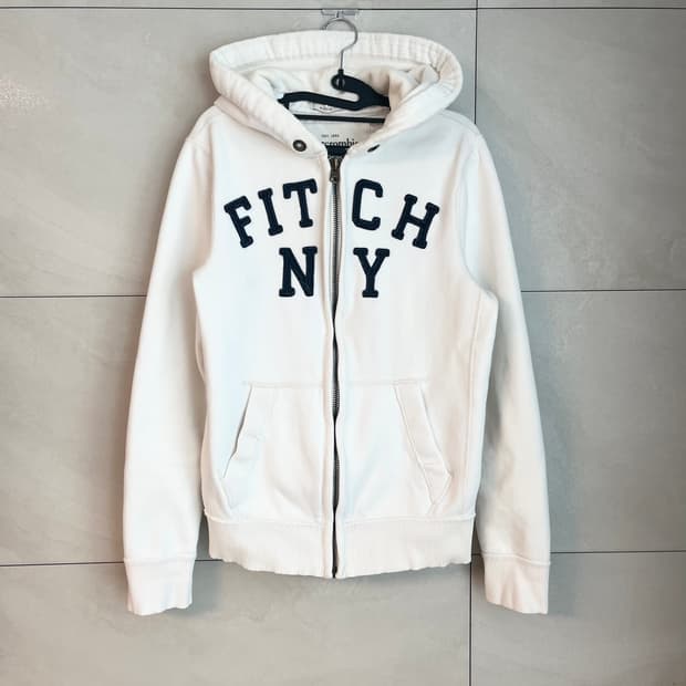 아베크롬비 뉴욕 스펠로고 대장 후드집업 화이트 [M]