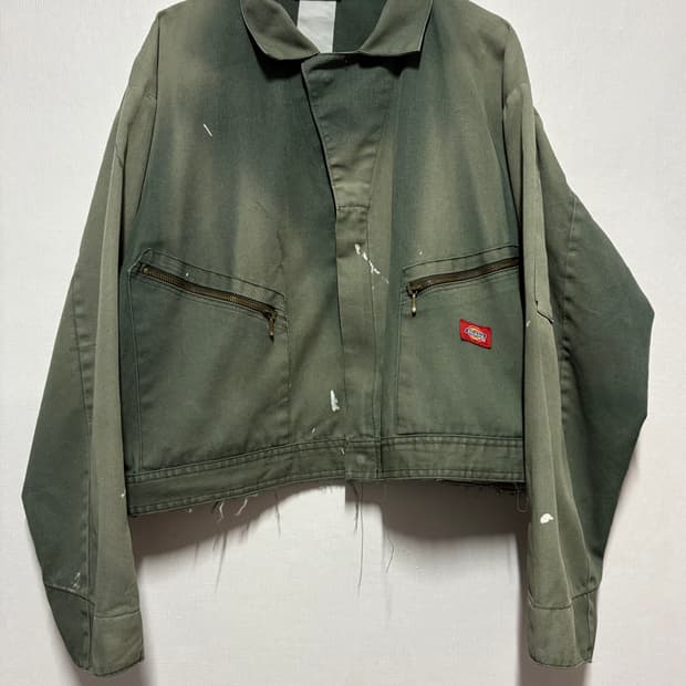 [F] 디키즈 선페이디드 카키 크롭 자켓