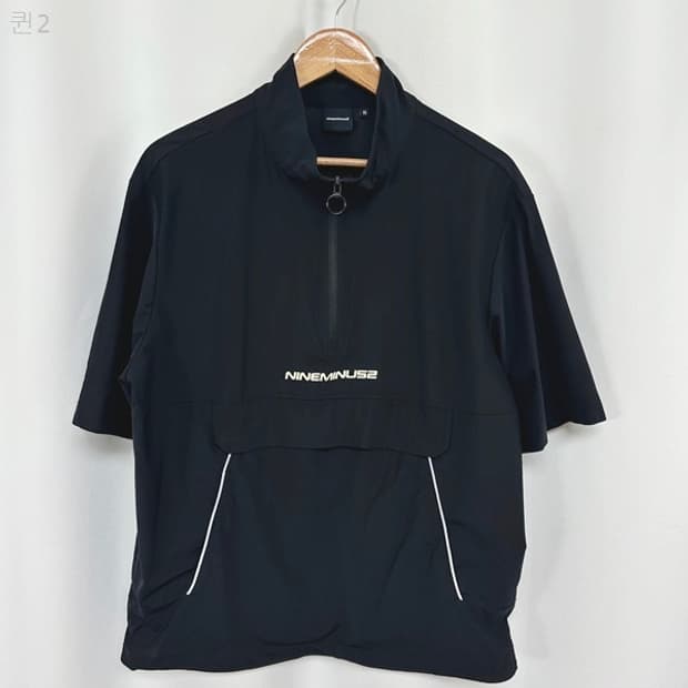 NINEMINUS2 남자 반집업 반팔티 검정 95