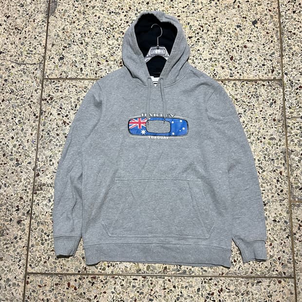 오클리(oakley) 그레이 유니언 잭 로고 후드티 