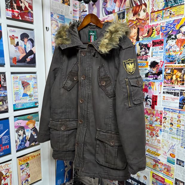 멀티 포켓 밀리터리 후드퍼 누빔 울프죠 야상 점퍼