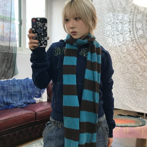 빈티지 스트라이프 머플러 목도리 