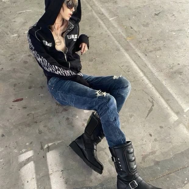 카도야 레더 배틀 아머 바이커부츠