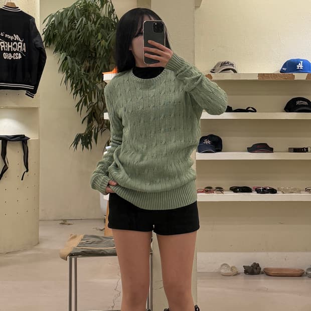 폴로 랄프로렌 퍼플 포니 케이블 니트 U270