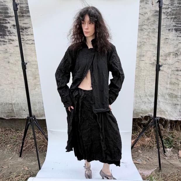 Eonts Paper Wool Offbeat Pleats Skirt