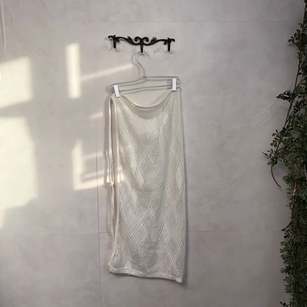 Ivory diamond crochet wrap skirt