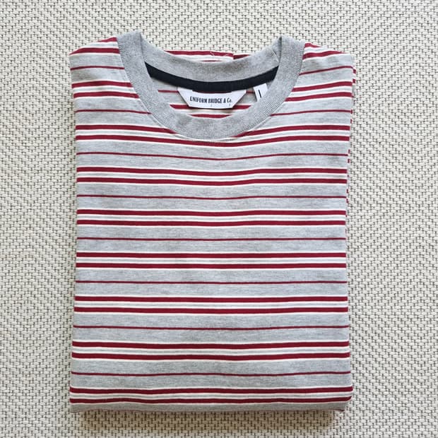 유니폼브릿지 헤비코튼 크루넥 스트라이프 반팔티 L 