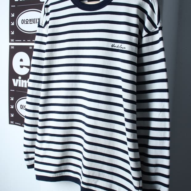(L-XL) 다이아몬드 레이라 긴팔티셔츠 스트라이프 네이비-H35324