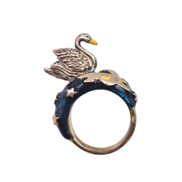 일본 가글 핸드메이드 밤하늘 백조 반지