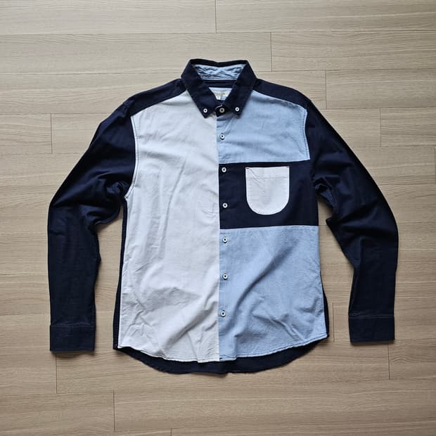 L .Transland 배색 긴팔 포켓 셔츠 남자 간절기 M 95 100