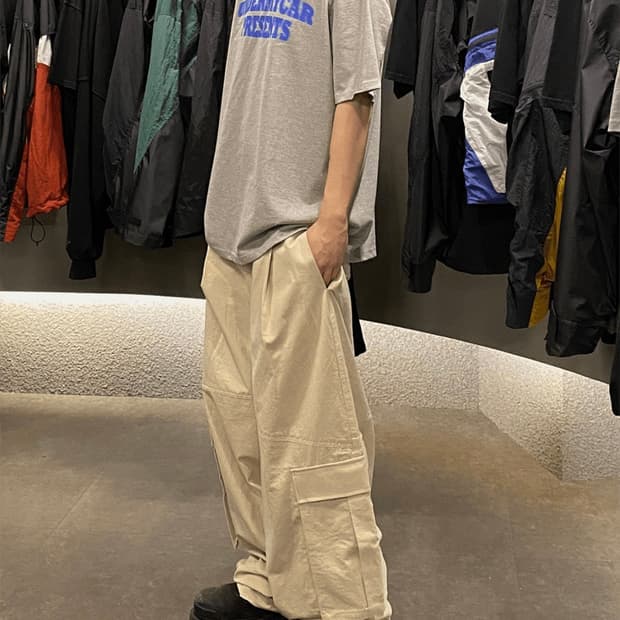 언더마이카 mu.55 립 카고팬츠 베이지