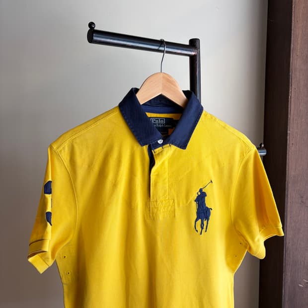 폴로 랄프로렌 옐로우 빅포니 반팔 럭비티