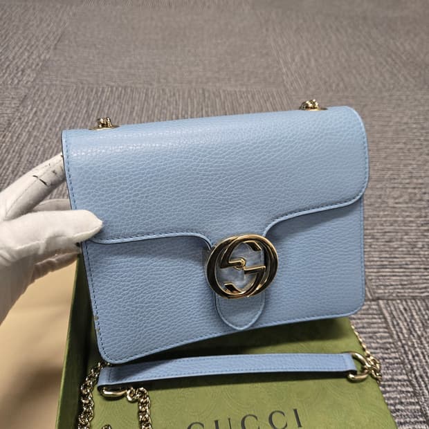 [특가][정품] 구찌 인터로킹 블루 숄더백