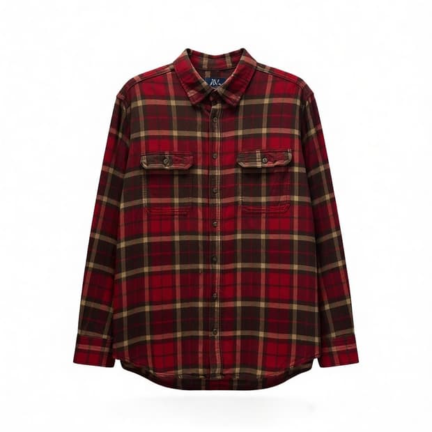 USA VINTAGE 타탄체크 헤비 플란넬 셔츠 워크포켓 디테일 레드