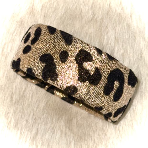 골드 글리터 레오파드 갸루 뱅글 팔찌