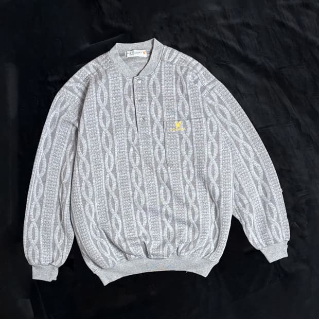 일본빈티지 Lyle & Scott 케이블 헨리넥 니트 스웨터