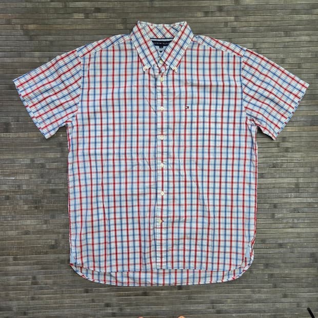 Tommy Hilfiger 타미힐피거 100수 반팔 체크 셔츠