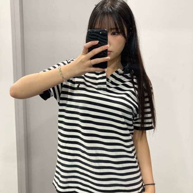 폴로 랄프로렌 스트라이프 카라 반팔 티셔츠
