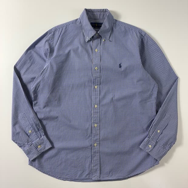 Polo  폴로 랄프로렌 자수 코튼 블루 체크 셔츠 