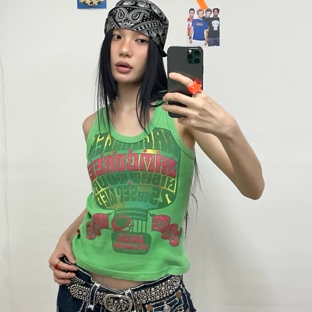 Retro hot air balloon green sleeveless 