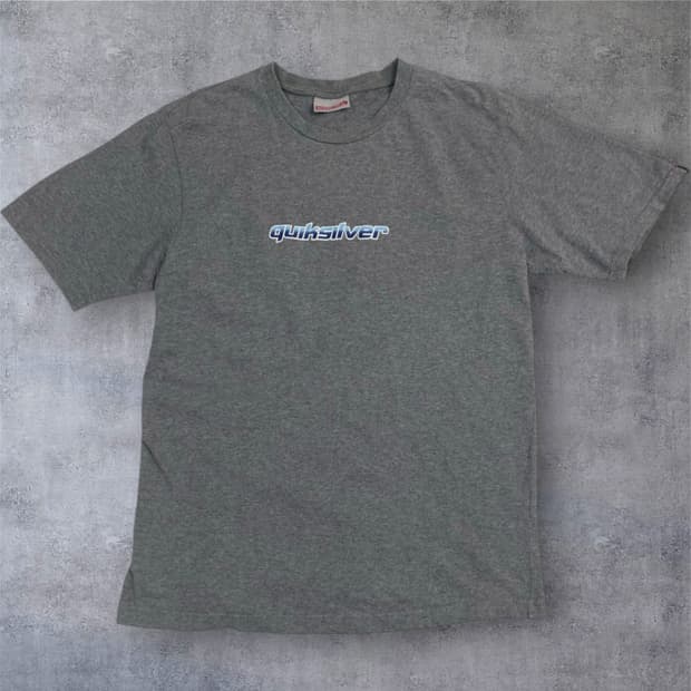퀵실버 Quiksilver 그레이 로고 프린팅 반팔 티셔츠 L