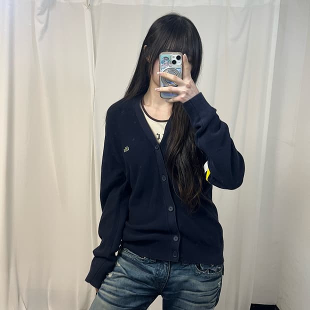 Lacoste navy knit cardigan