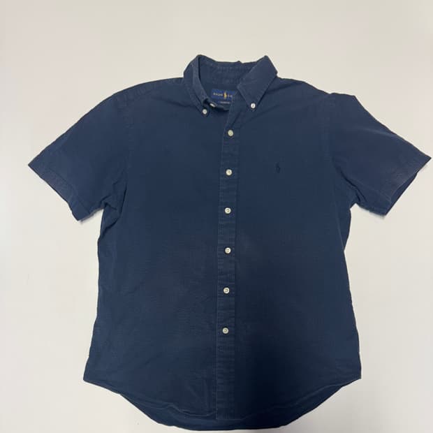 정품!! 폴로 랄프로렌 블랙 포니 코튼 반팔 셔츠 M 네이비