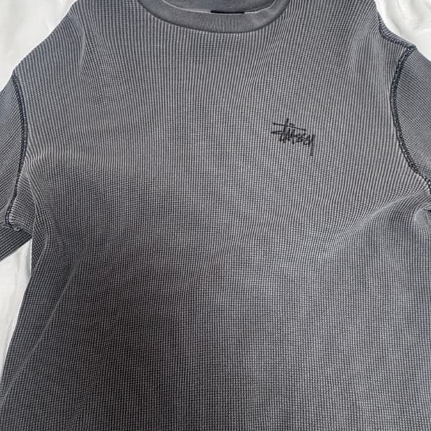 스투시 베이직 스탁 써멀 롱슬리브 티셔츠 워시드 블랙