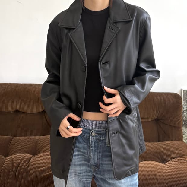 빈티지 레더 블레이저 자켓