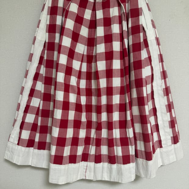 꼼데가르송 깅엄 체크 플리츠 스커트 (27size)