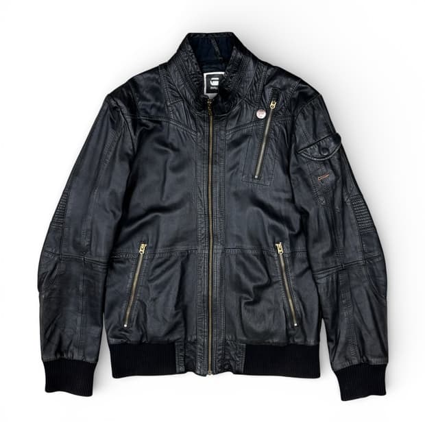 지스타 로우 New Macc 레더 봄버 자켓