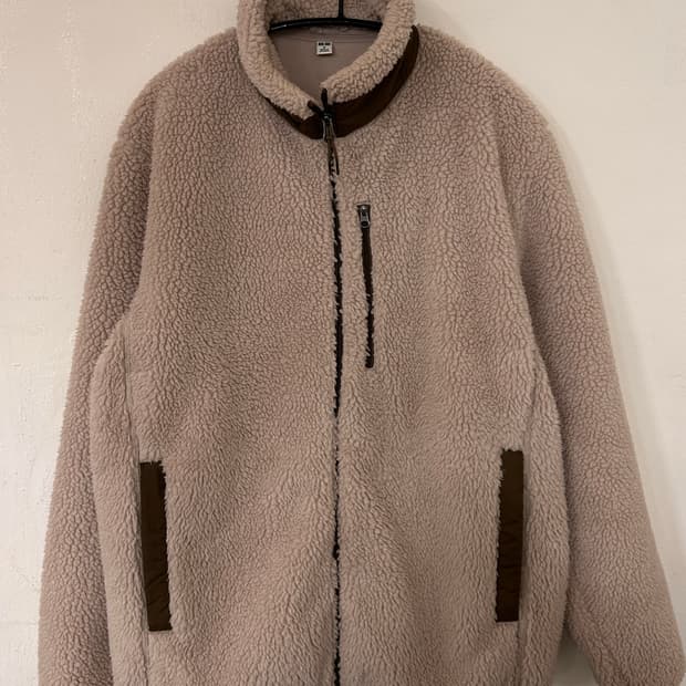 유니클로 플리스 자켓 베이지 m