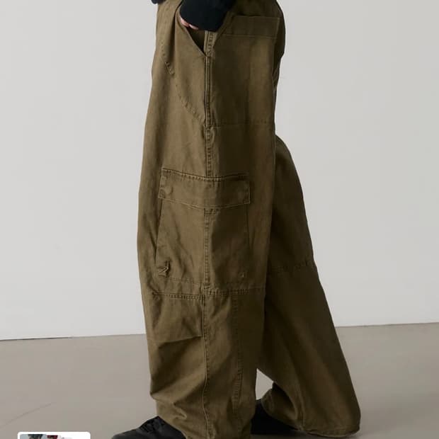 워시드 카고 팬츠 카키색 (1사이즈)