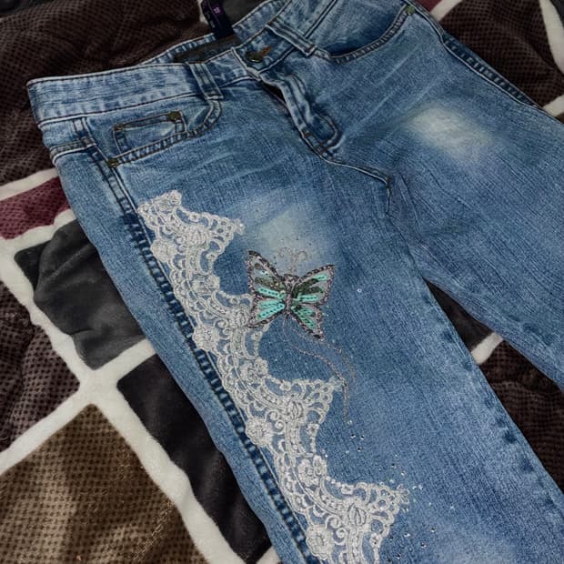 y2k 오네가루 나비레이스 연청 부츠컷