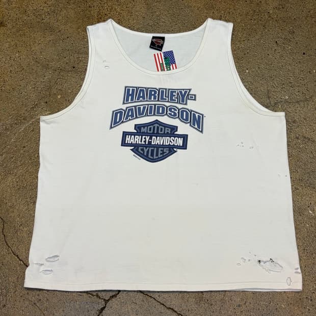 00s Made in USA 빈티지 할리데이비슨 찢 나시티 민소매