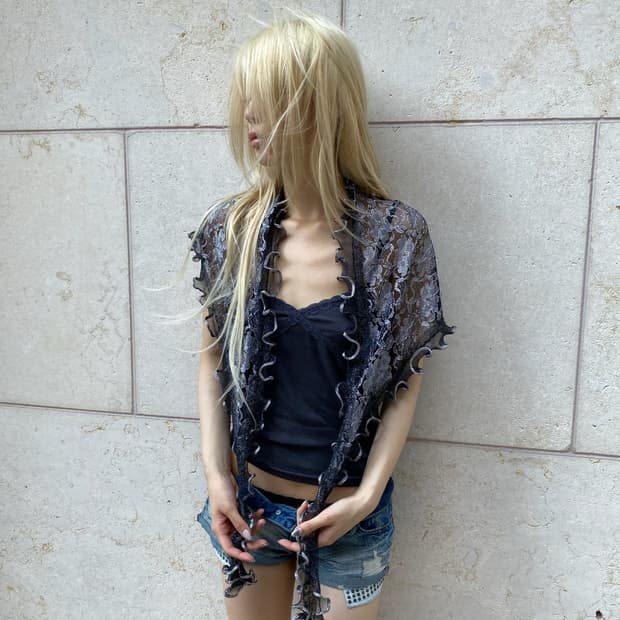 Romantic Flowers Lace Silver Scarf