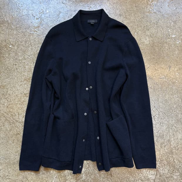 COS 엘보우 패치 울 카라 가디건