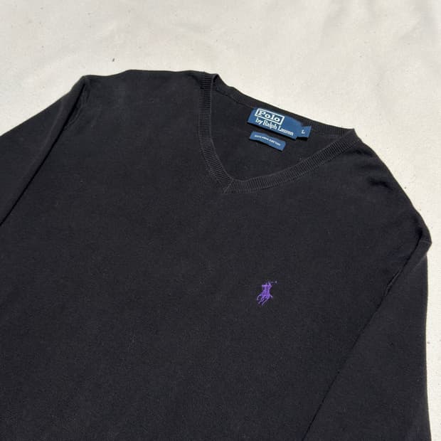 L 폴로랄프로렌 피마코튼 브이넥 니트