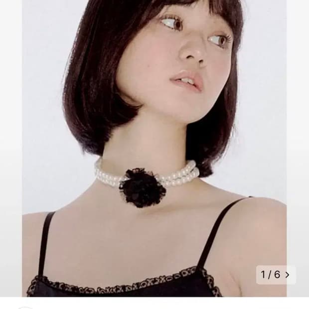 유희 초커) flower pearl chocker black