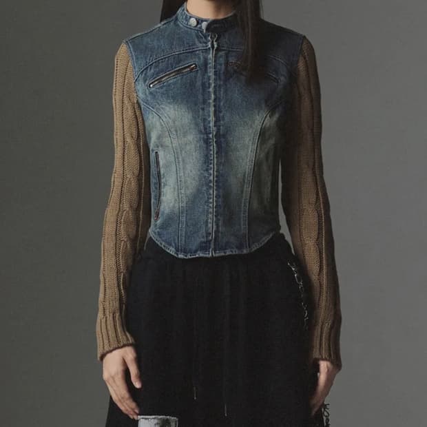 [Not4nerd]낫포너드 니트슬리브 데님 트리커자켓