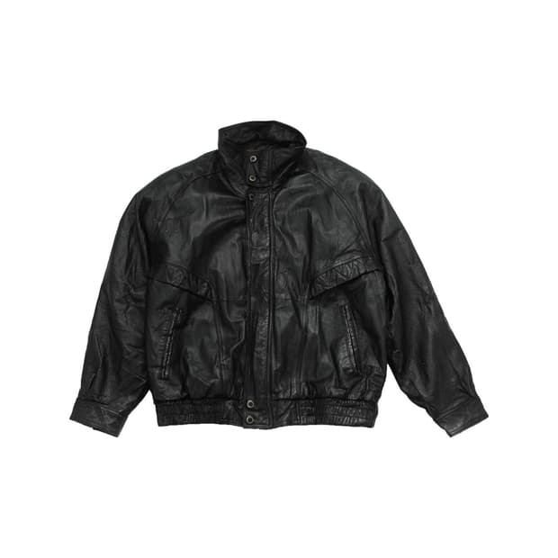 ZIP UP COLLAR LEATHER BOMBER